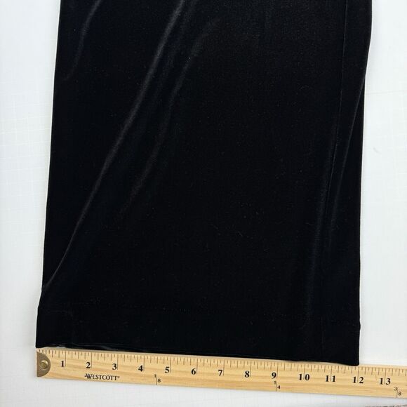 WHBM Velvet Wide Leg Women's Black Velour Pull On Stretch Mid Rise Pants Large - Picture 13 of 16